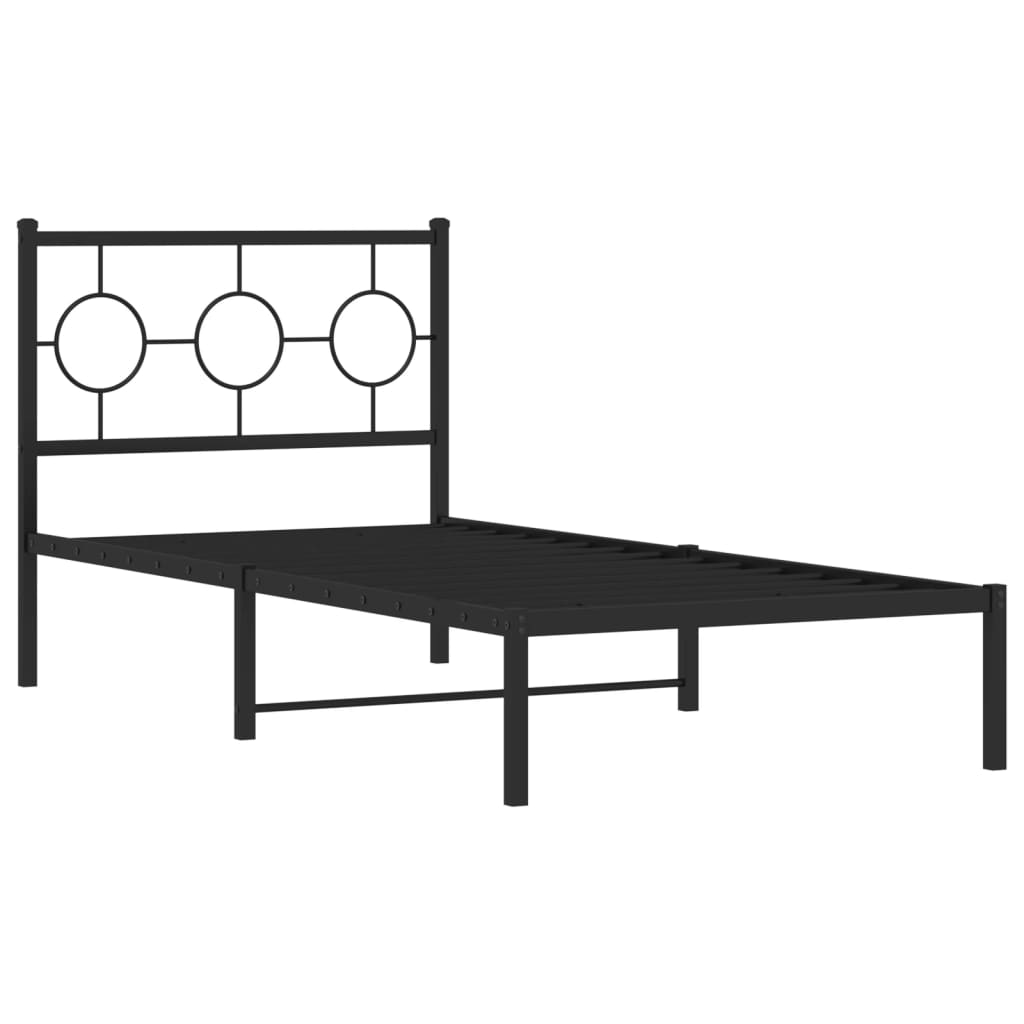 vidaXL Metalni okvir za krevet s uzglavljem crni 90x190 cm