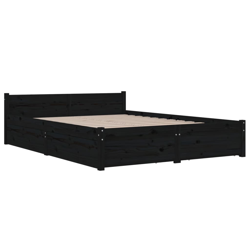 vidaXL Okvir za krevet s ladicama crni 140 x 200 cm