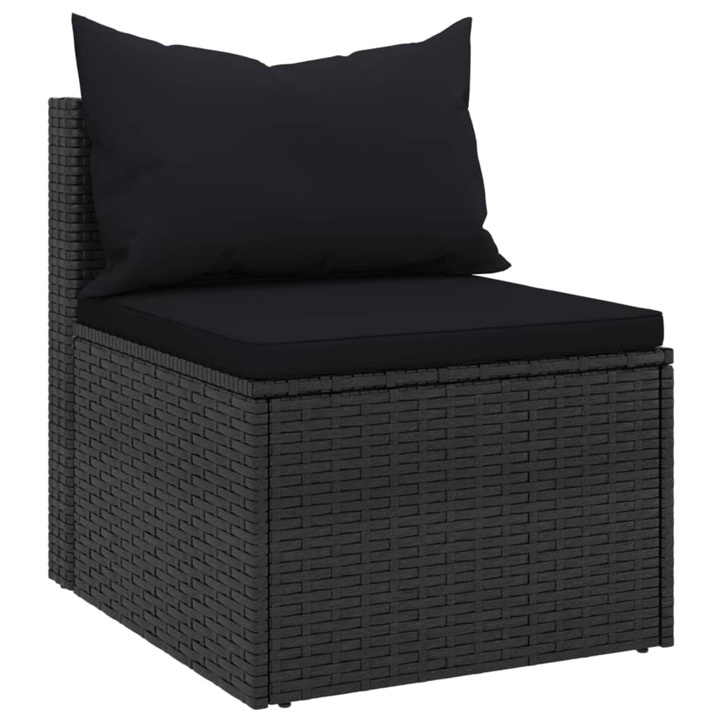 vidaXL 4-dijelni set vrtnih sofa od poliratana s jastucima crni