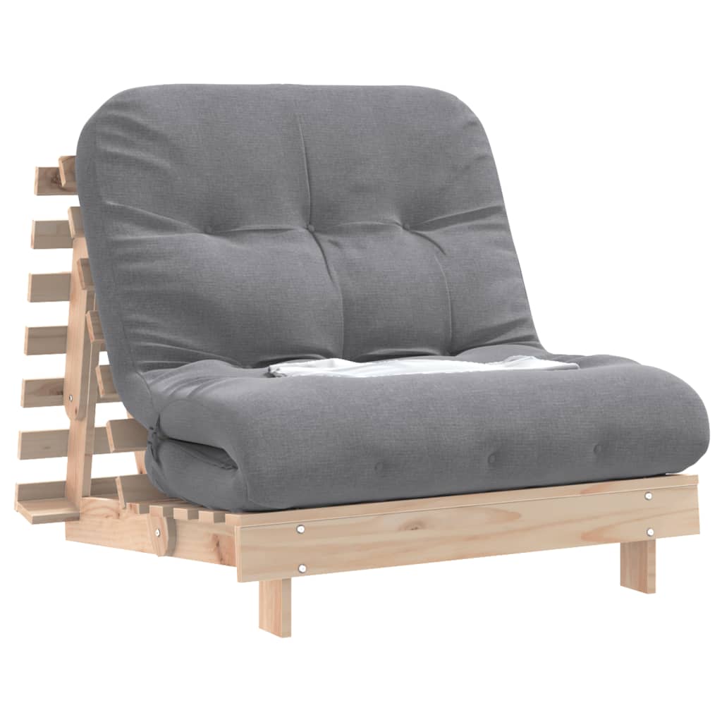 vidaXL Futon na razvlačenje s madracem 90x206x11 cm masivna borovina