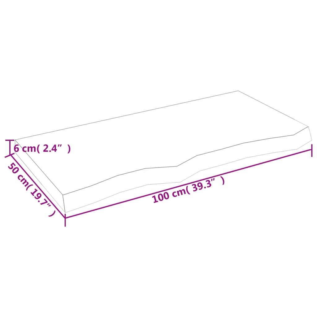 vidaXL Stolna ploča svjetlosmeđa 100x50x(2-6) cm tretirana hrastovina