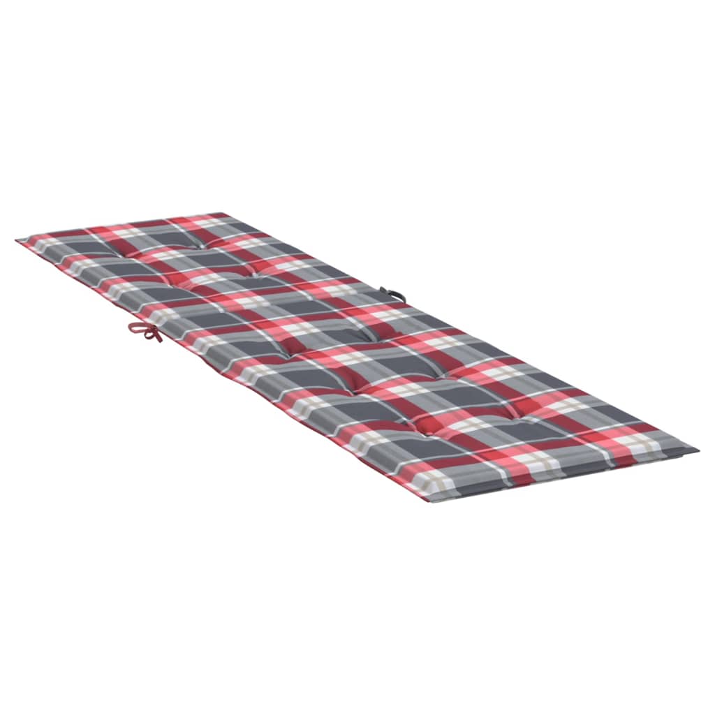 vidaXL Jastuk za ležaljku crveni karirani (75 + 105) x 50 x 4 cm