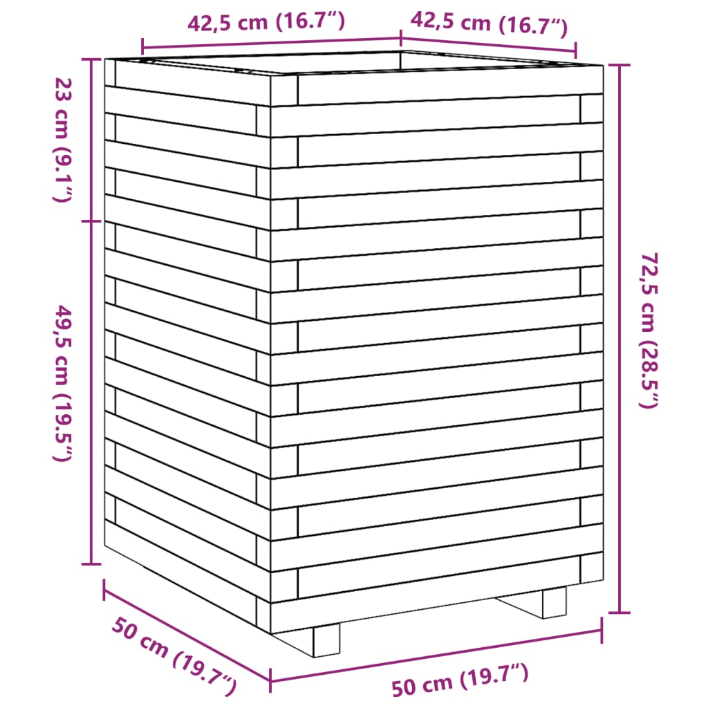 vidaXL Vrtna sadilica 50x50x72,5 cm od impregnirane borovine