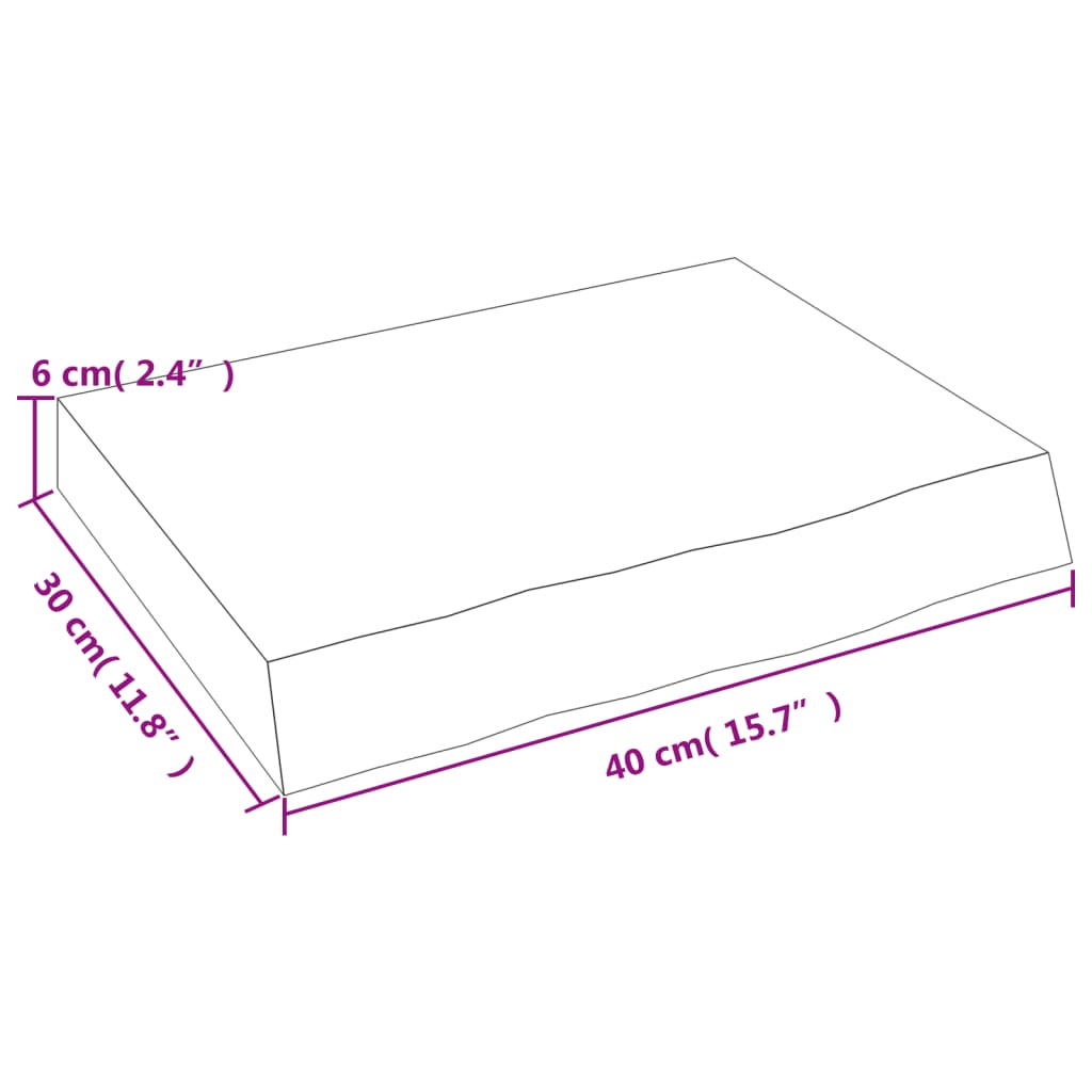 vidaXL Kupaonska radna ploča svjetlosmeđa 40x30x(2-6) cm masivno drvo