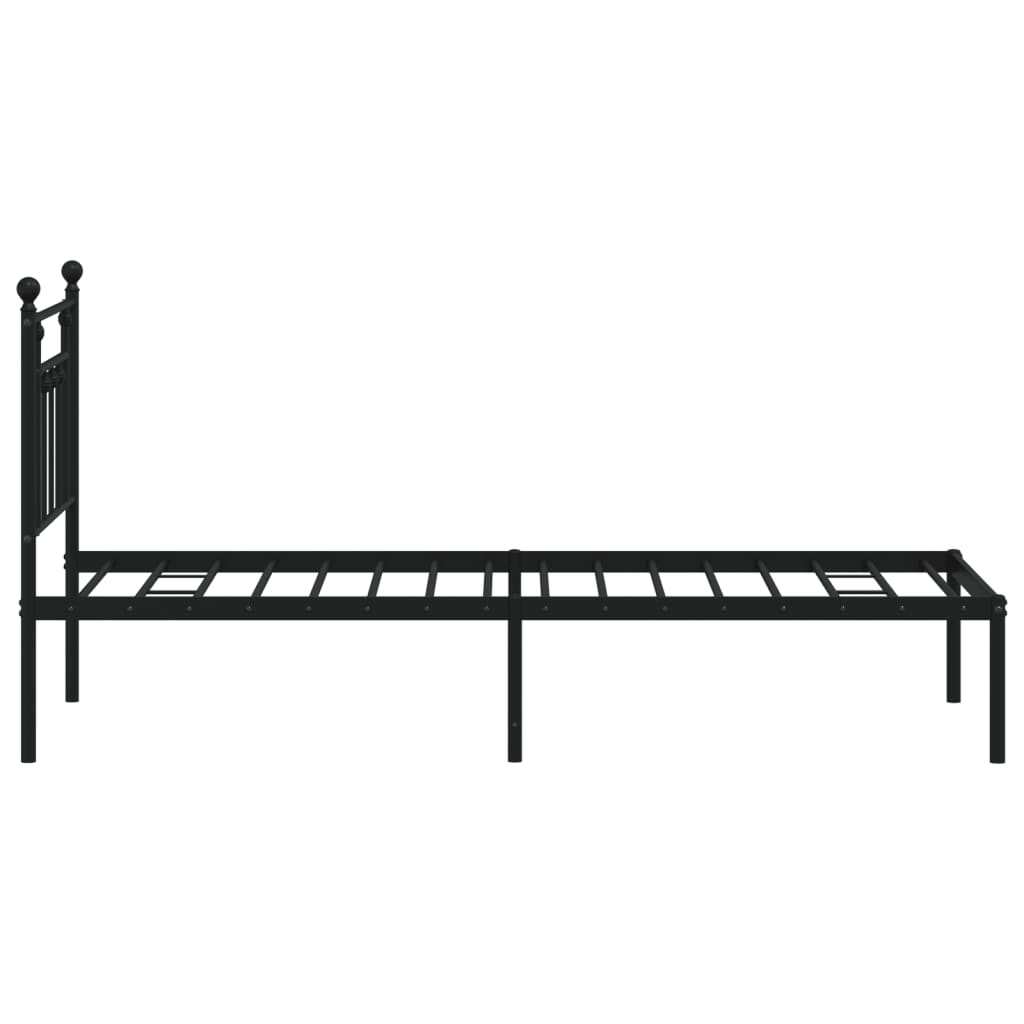 vidaXL Metalni okvir za krevet s uzglavljem crni 75x190 cm