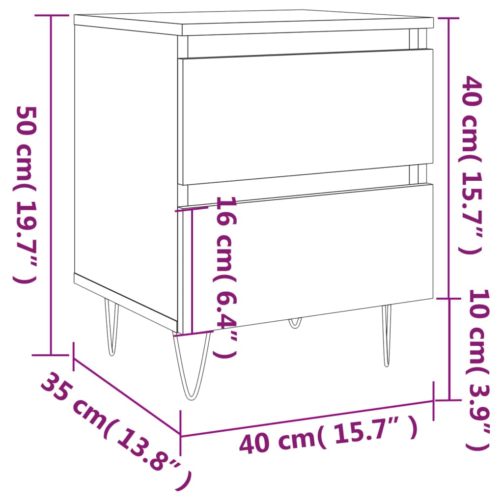 vidaXL Noćni ormarići 2 kom crni 40x35x50 cm od konstruiranog drva