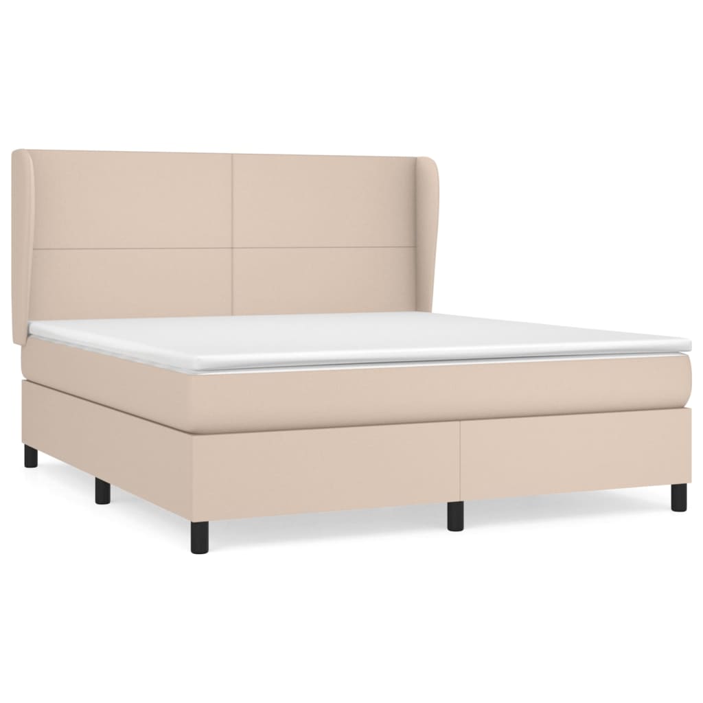 vidaXL Krevet box spring s madracem cappuccino 180x200 cm umjetna koža