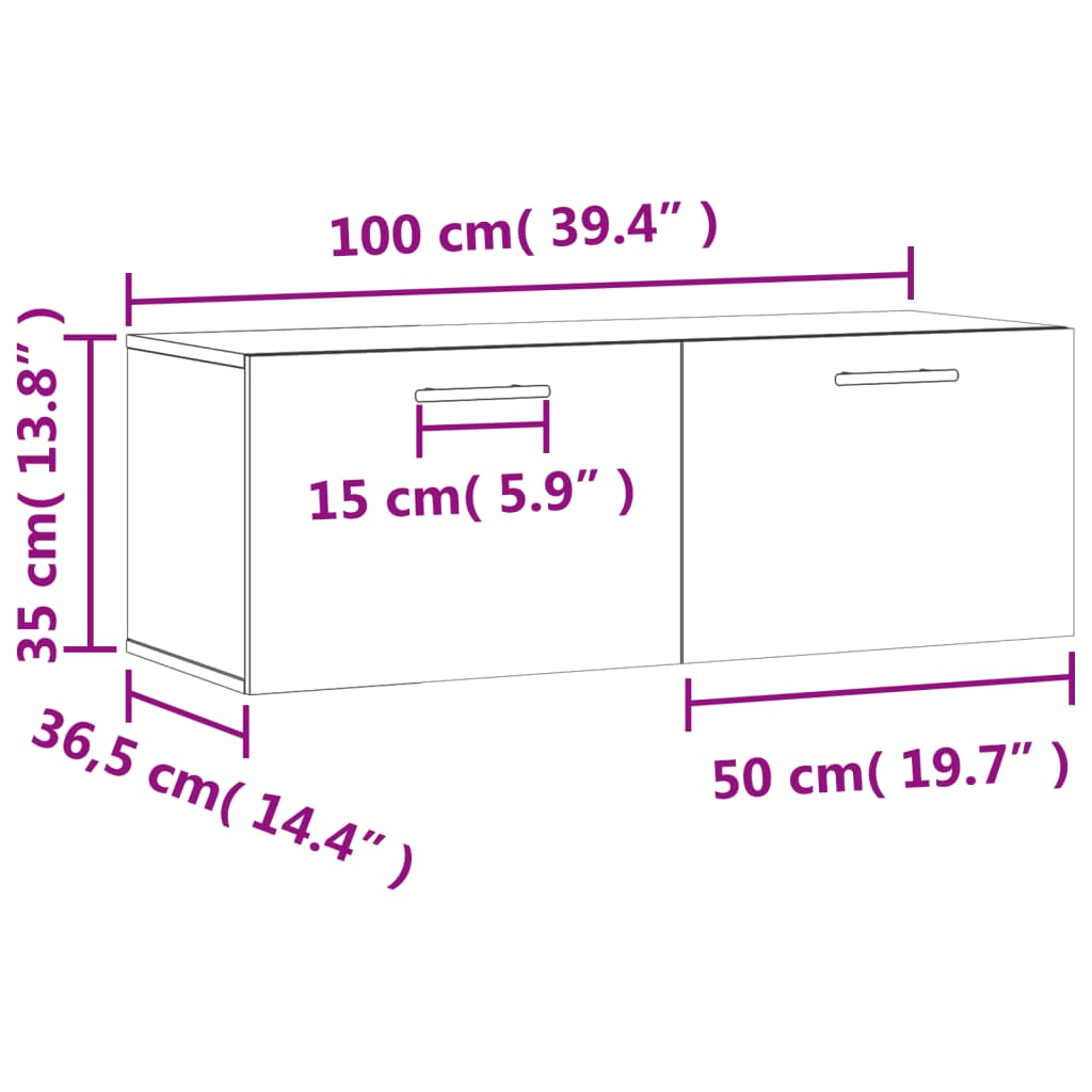 vidaXL Zidni ormarić bijeli 100 x 36,5 x 35 cm od konstruiranog drva