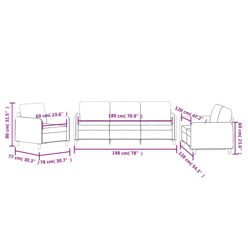 vidaXL 3-dijelni set sofa s žuti baršunast