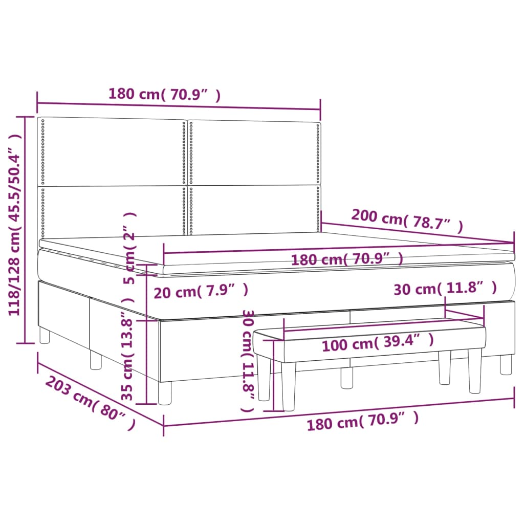 vidaXL Krevet s oprugama i madracem svjetlosivi 180x200 cm od tkanine