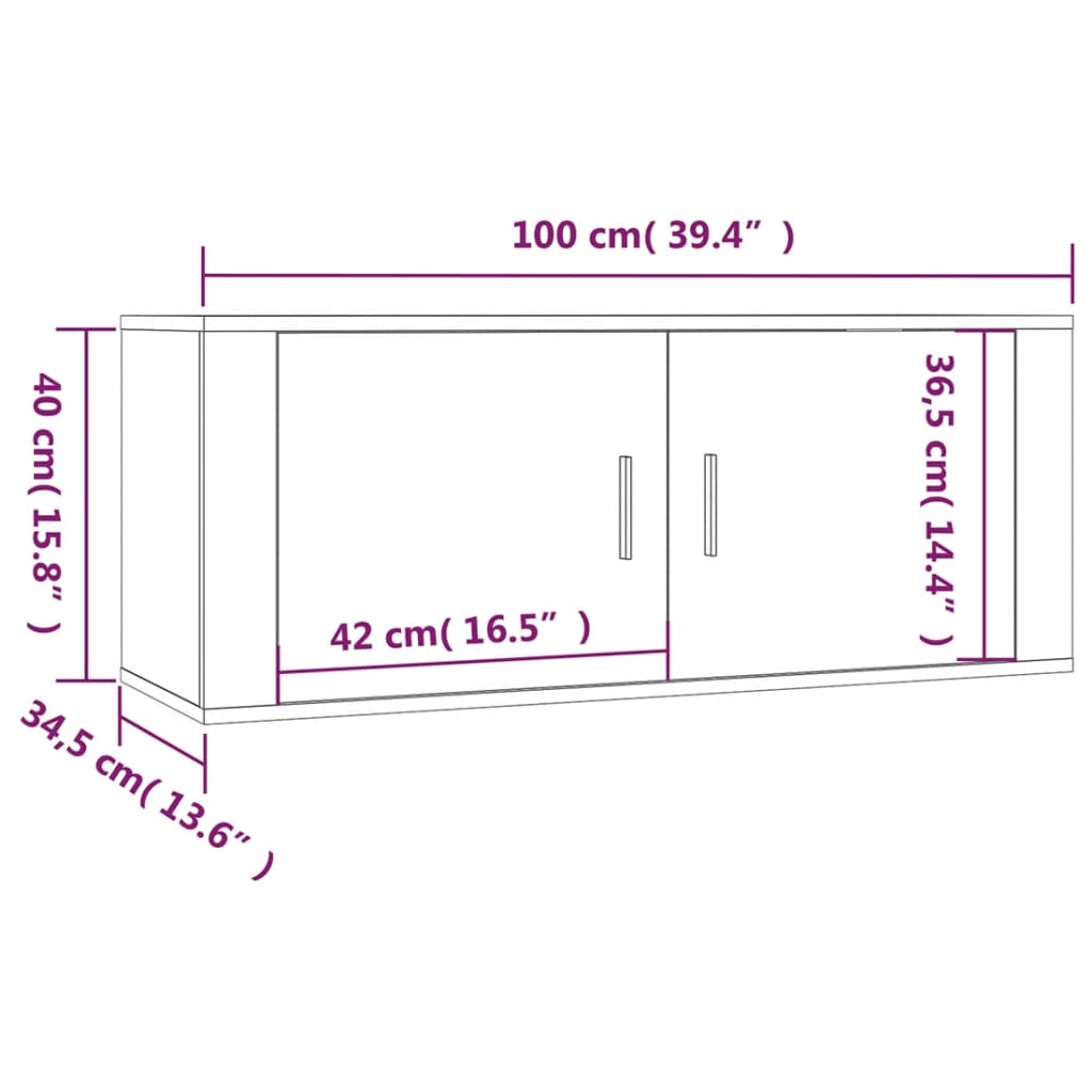 vidaXL Zidni TV ormarići 3 kom boja dimljenog hrasta 100x34,5x40 cm