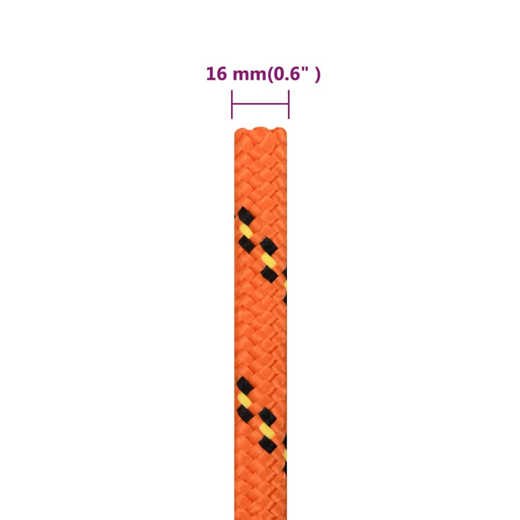 vidaXL Brodski konop narančasti 16 mm 100 m od polipropilena