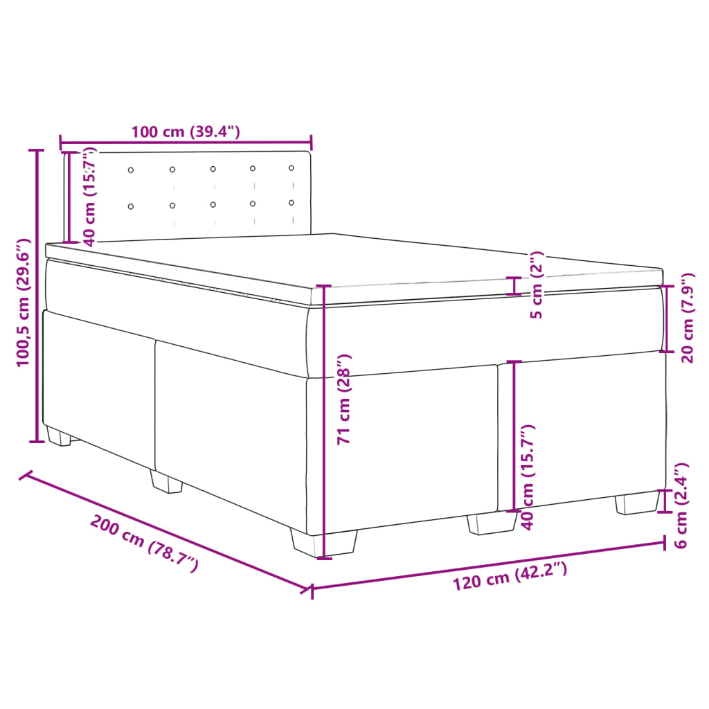 vidaXL Krevet s oprugama i madracem crni 120 x 200 cm od umjetne kože