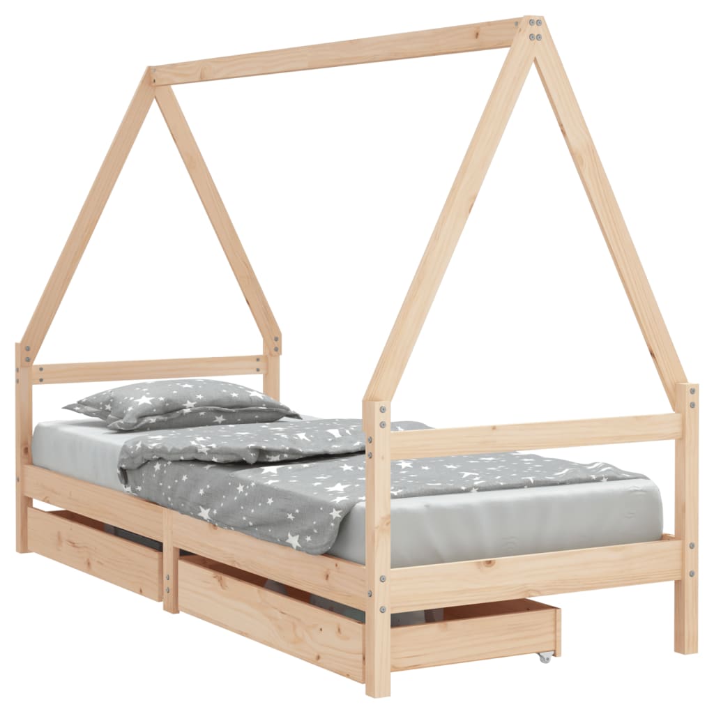 vidaXL Okvir za dječji krevet s ladicama 90x190 cm od masivne borovine