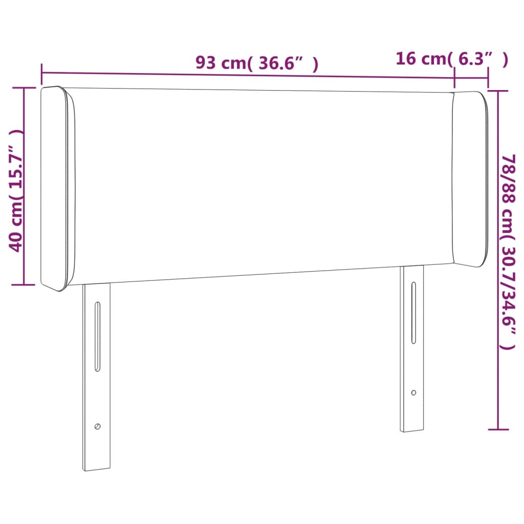 vidaXL Uzglavlje s ušima crno 93x16x78/88 cm od umjetne kože