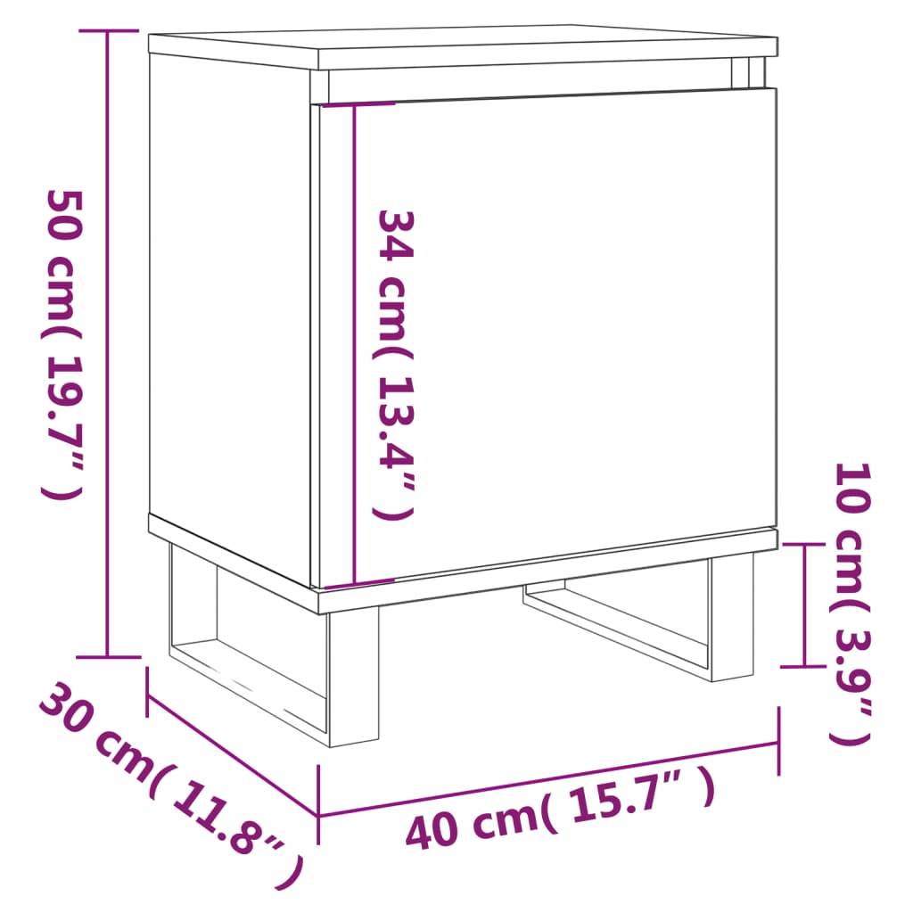 vidaXL Noćni ormarići 2 kom crni 40 x 30 x 50 cm konstruirano drvo