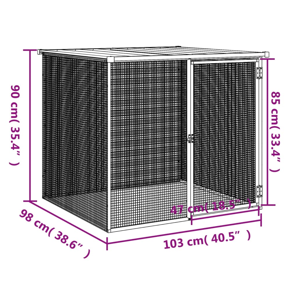 vidaXL Kavez za kokoši s krovom antracit 103x98x90 cm pocinčani čelik