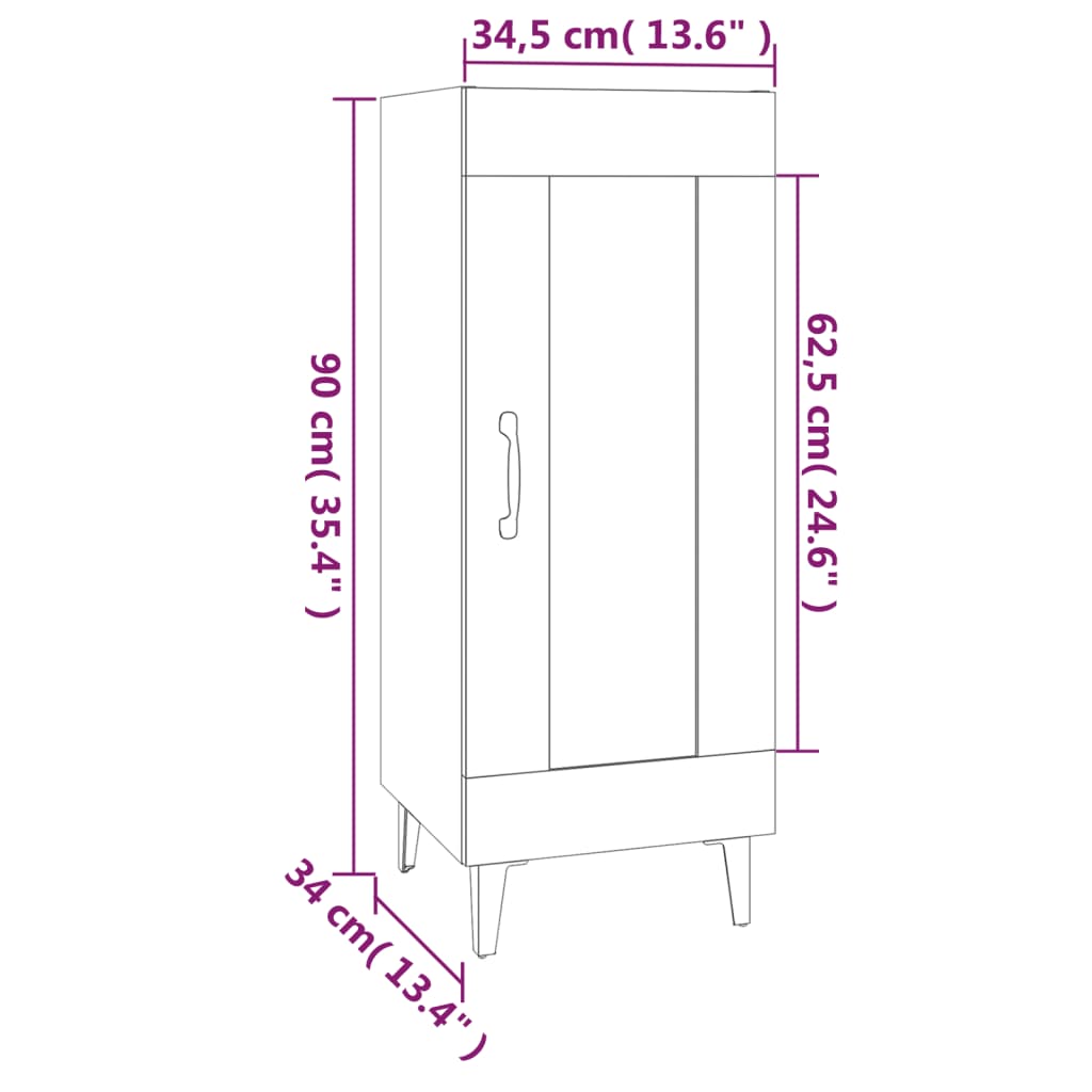 vidaXL Komoda siva boja betona 34,5 x 34 x 90 cm od konstruiranog drva