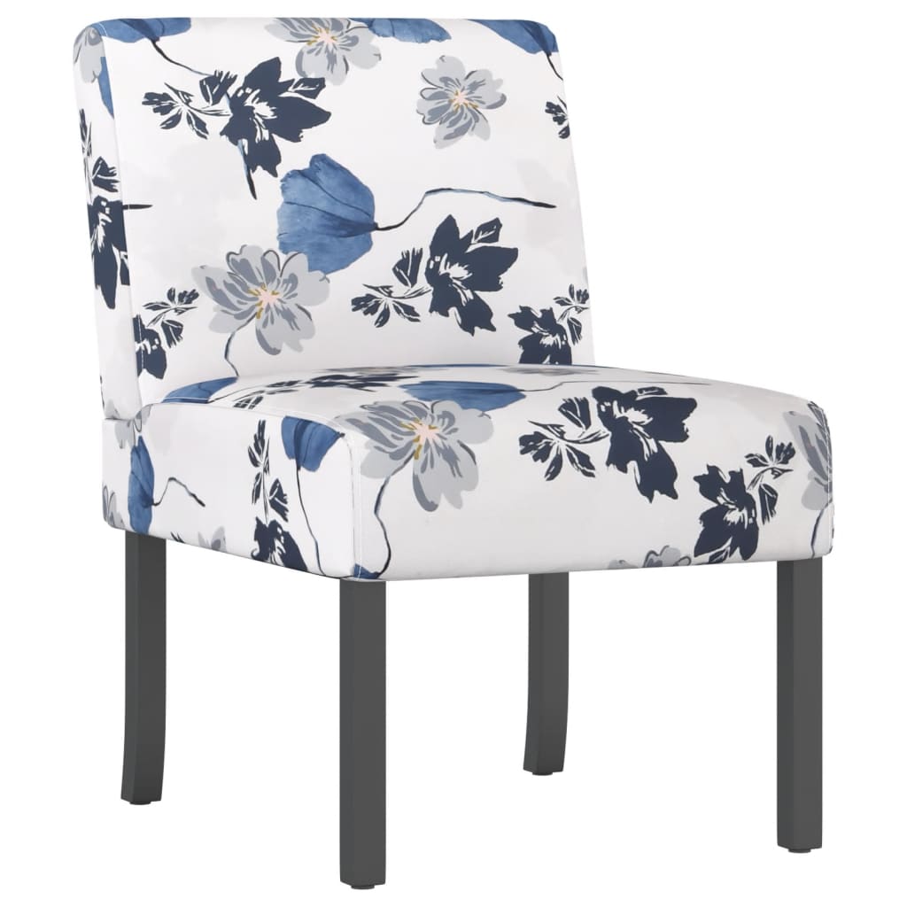 vidaXL Niska stolica od tkanine plava s cvjetnim uzorkom