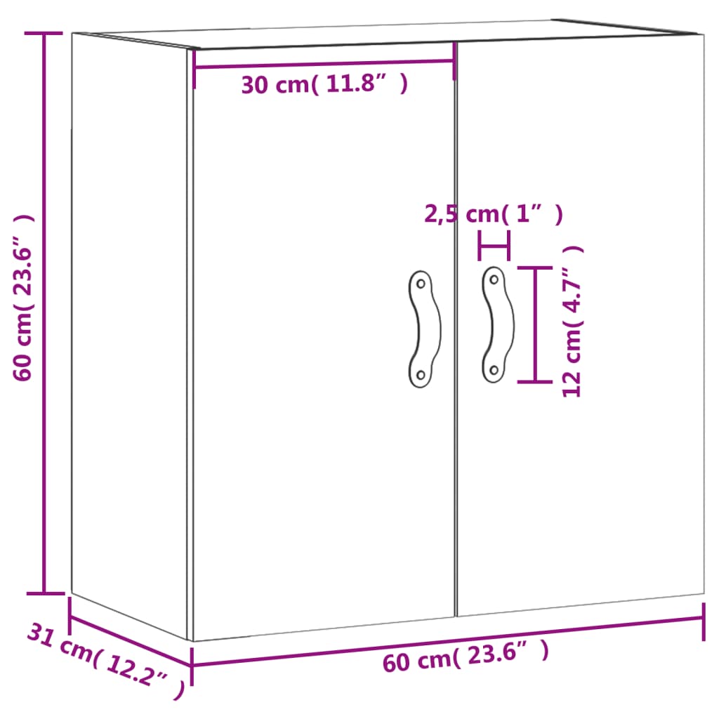 vidaXL Zidni ormarić boja hrasta 60 x 31 x 60 cm od konstruiranog drva