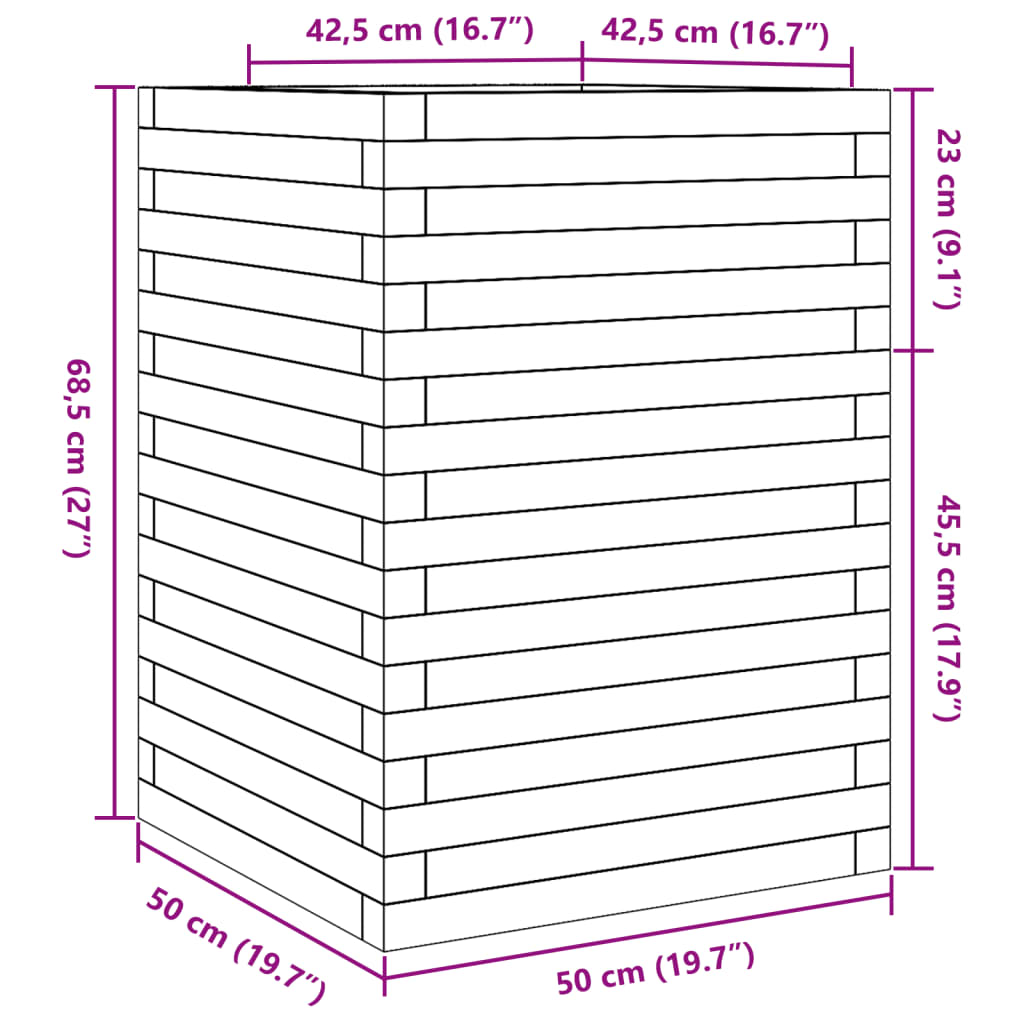 vidaXL Vrtna sadilica 40 x 40 x 68,5 cm od impregnirane borovine