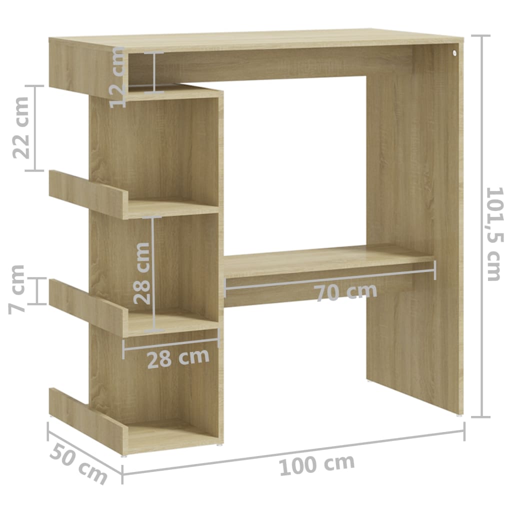 vidaXL Barski stol sa stalkom boja hrasta 100 x 50 x 101,5 cm drveni