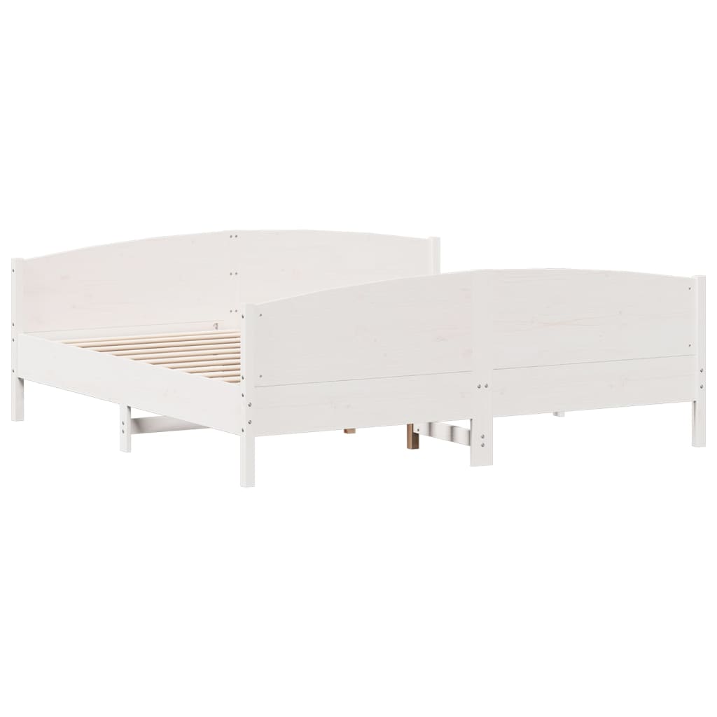 vidaXL Okvir kreveta s uzglavljem bijeli 180 x 200 cm masivna borovina