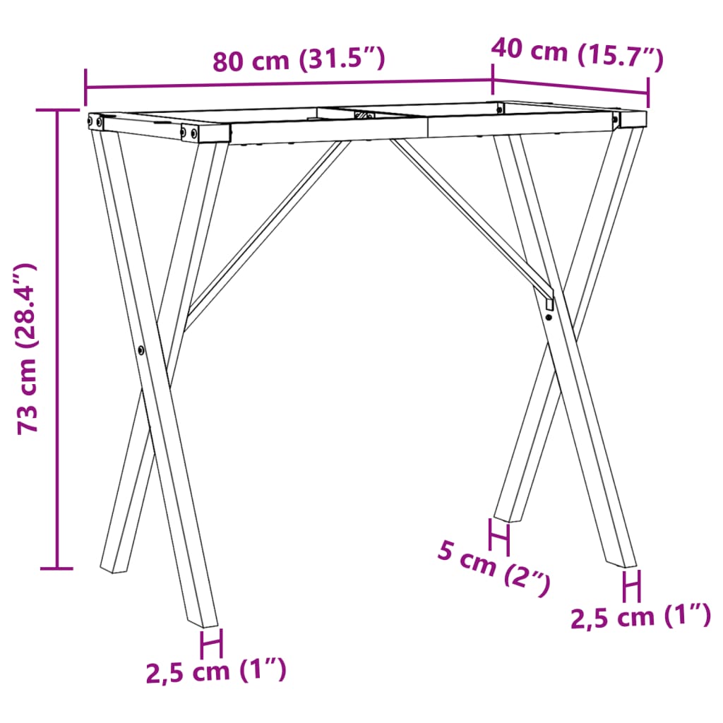 vidaXL Noge za blagovaonski stol X-oblika 80x40x73 cm lijevano željezo