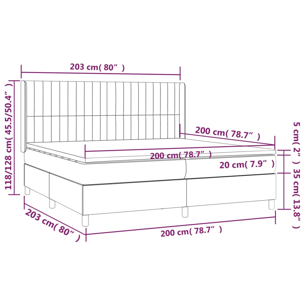 vidaXL Krevet s oprugama i madracem tamnosivi 200 x 200 cm od tkanine