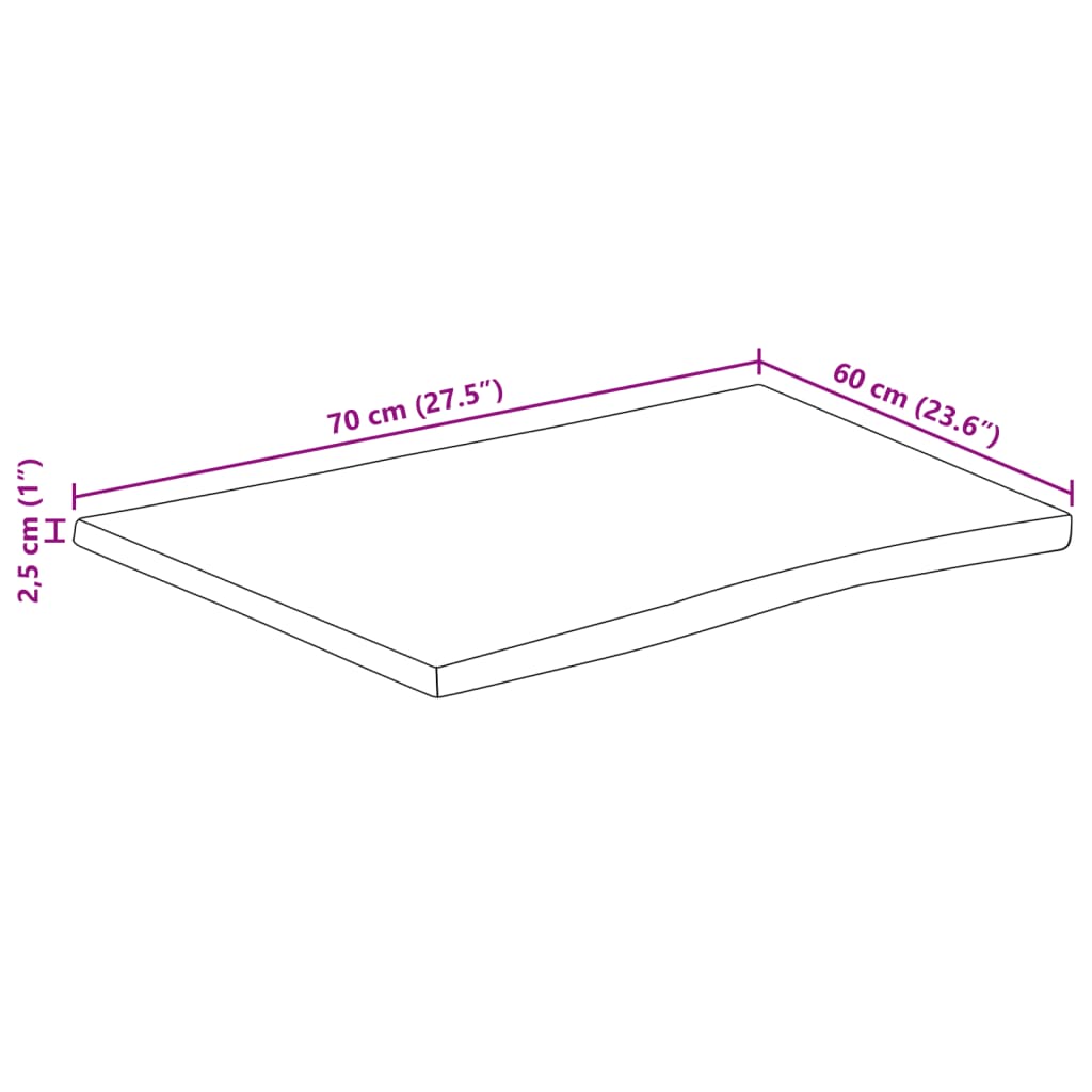 vidaXL Stolna ploča sa živi rub 70x60x2,5 cm masivno grubo drvo manga