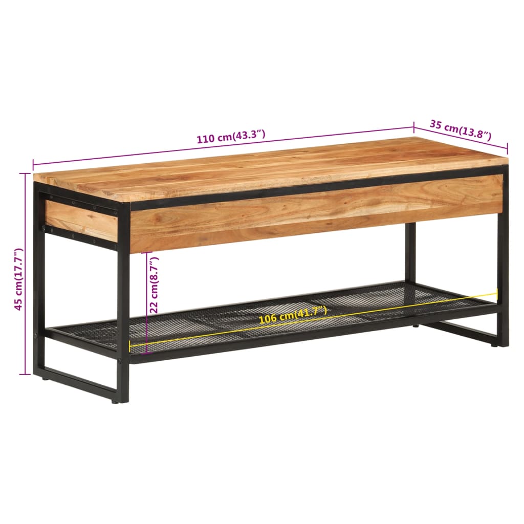 vidaXL Klupa za cipele 110x35x45 cm od masivnog drva bagrema i željeza