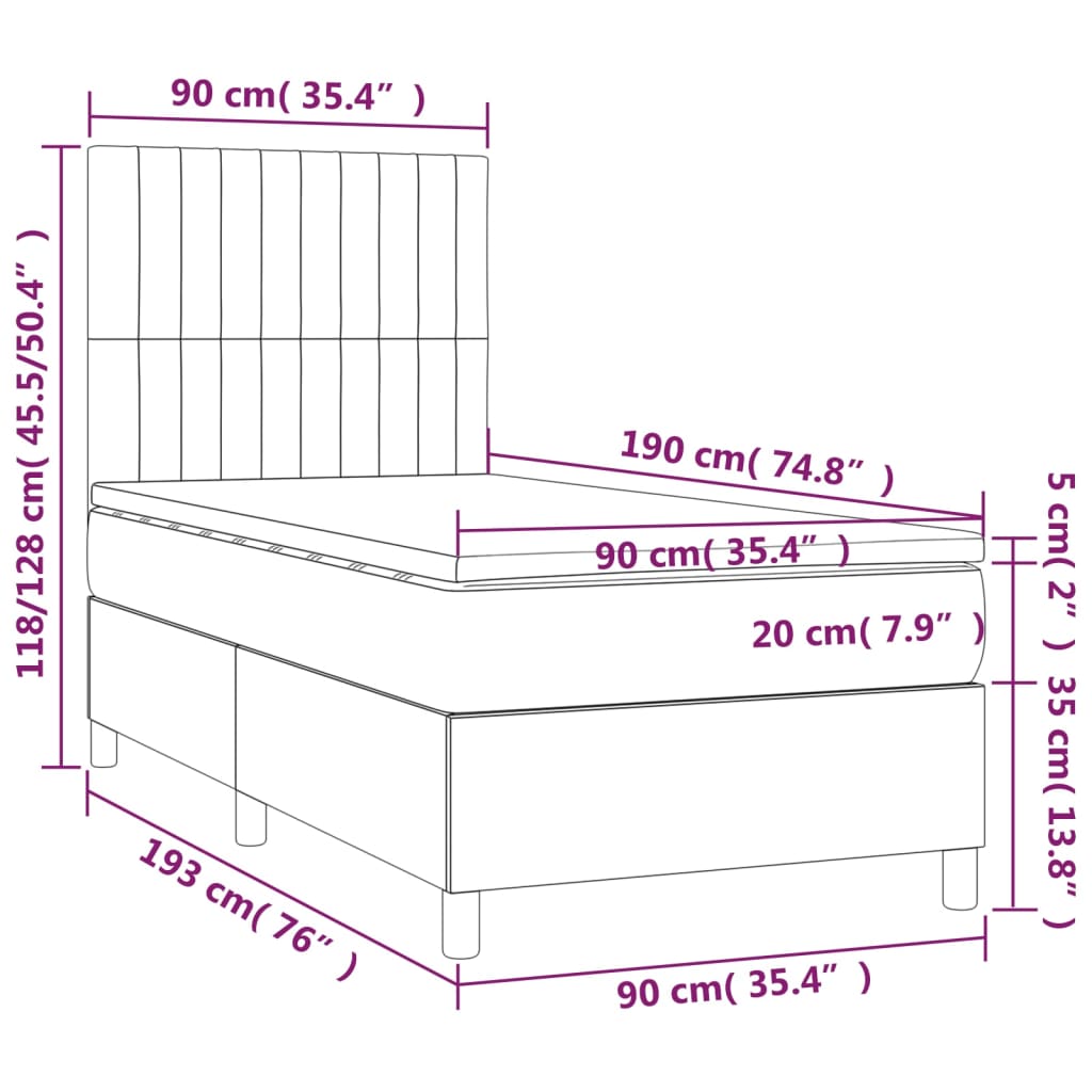 vidaXL Krevet s oprugama i madracem krem 90 x 190 cm od tkanine