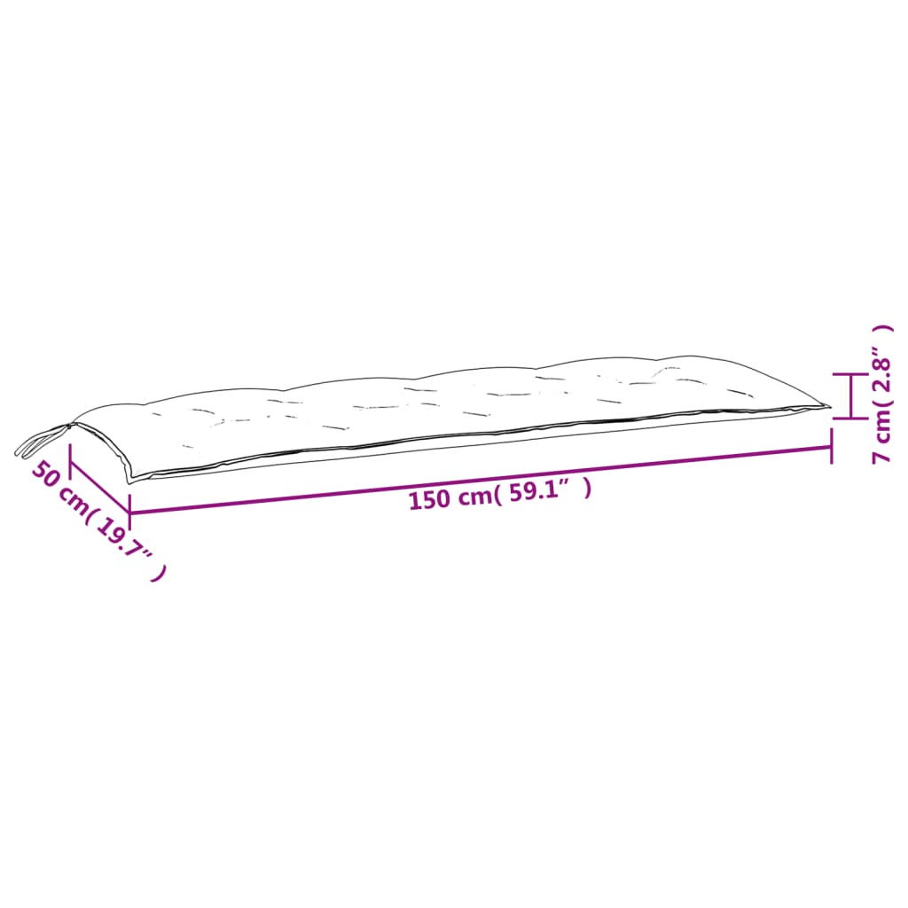 vidaXL Jastuk za vrtnu klupu smeđesivi 150 x 50 x 7 cm tkanina Oxford