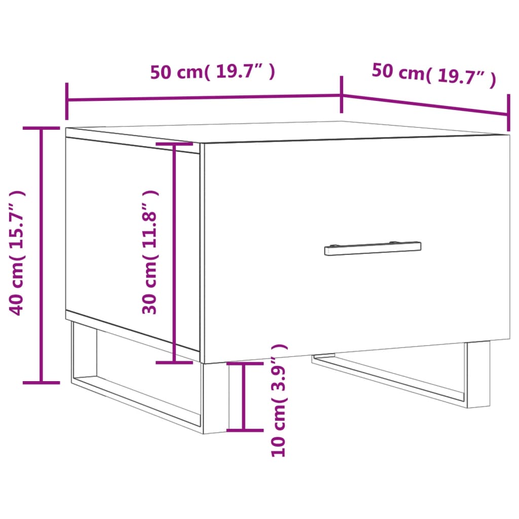 vidaXL Stolići za kavu 2 kom sjajni bijeli 50x50x40 konstruirano drvo