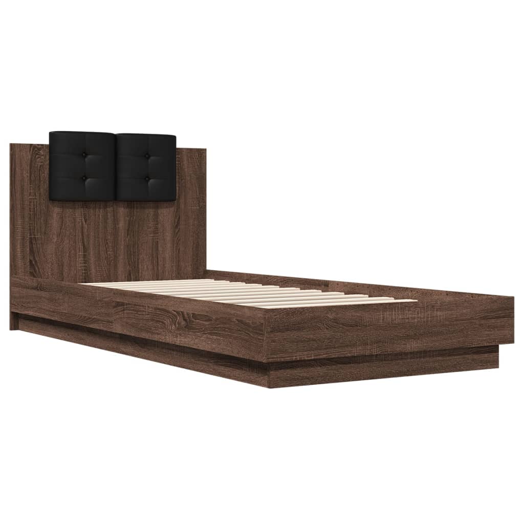 vidaXL Okvir za krevet s uzglavljem smeđa boja hrasta 90x200 cm drveni