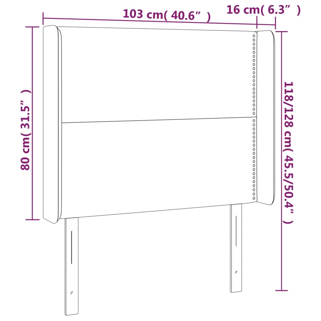 vidaXL Uzglavlje s ušima tamnozeleno 103x16x118/128 cm baršunasto