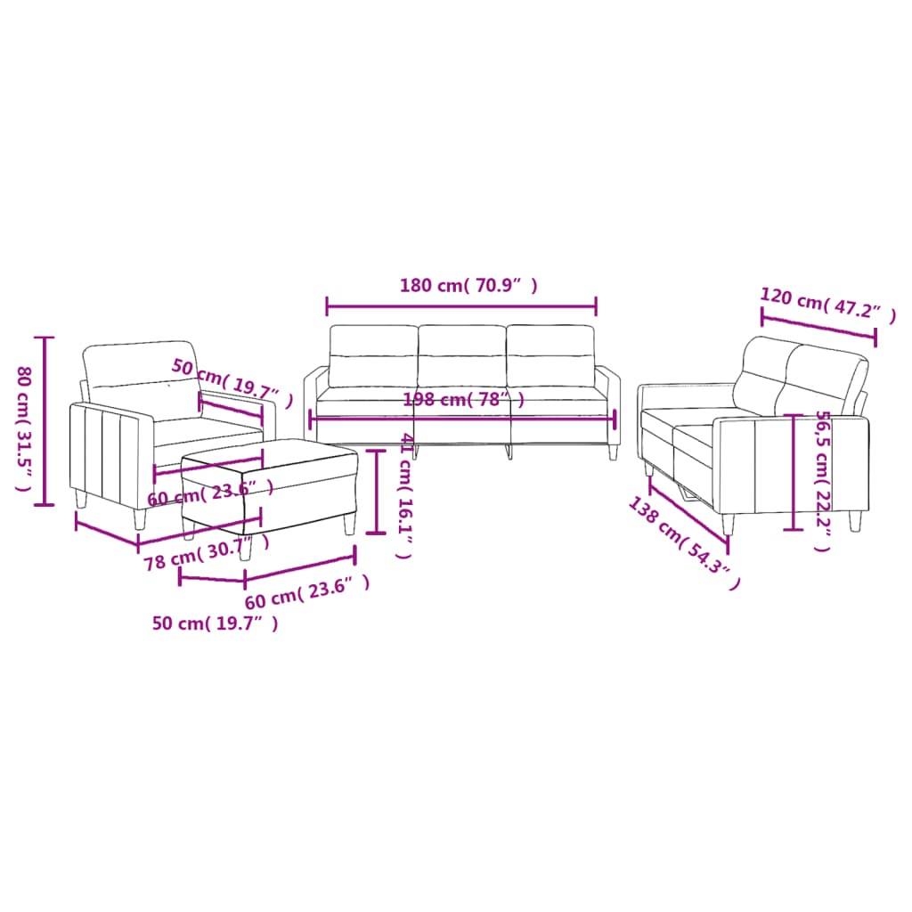 vidaXL 4-dijelni set sofa s jastucima tamnosivi od tkanine