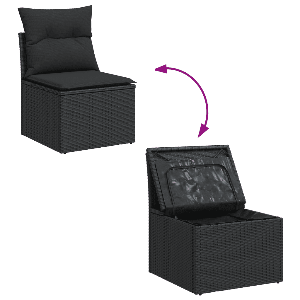 vidaXL 11-dijelni set vrtnih sofa od poliratana s jastucima crni