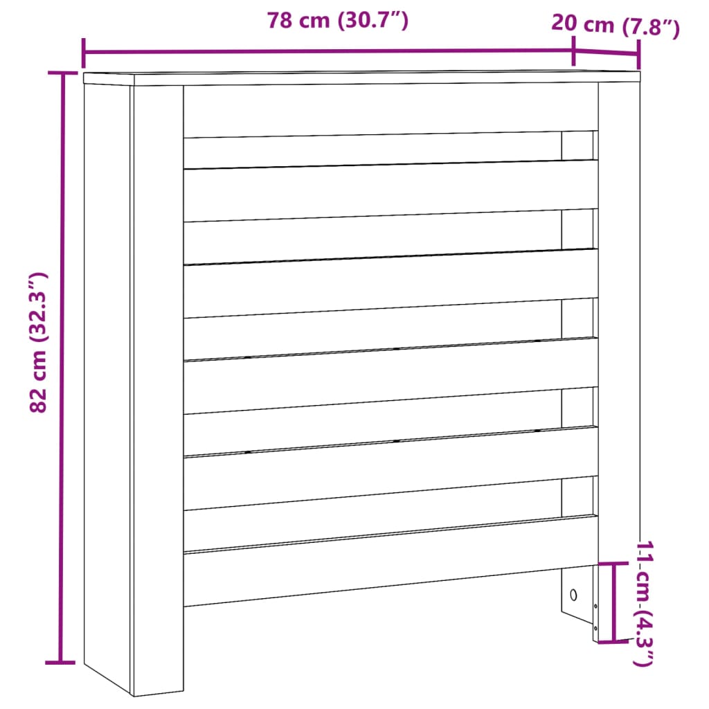 vidaXL Pokrov za radijator bijeli 78 x 20 x 82 cm konstruirano drvo