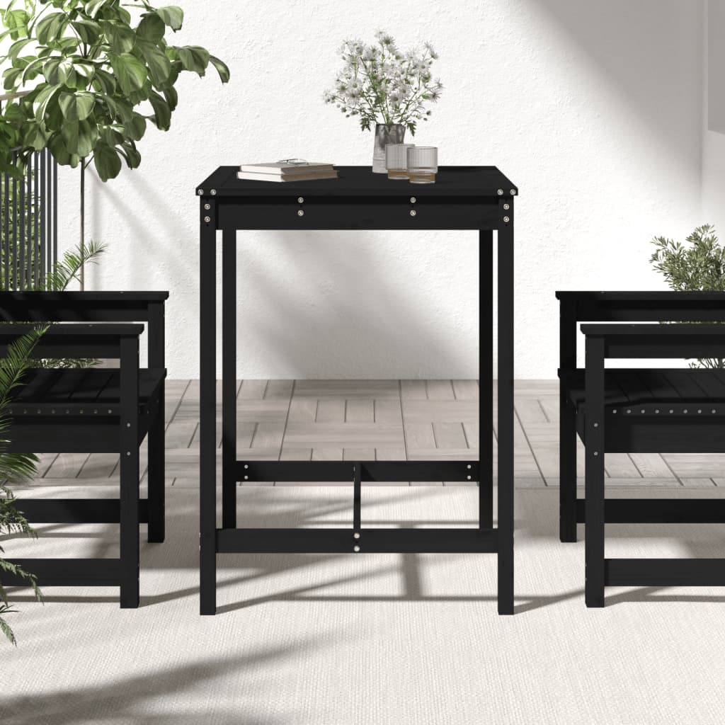 vidaXL Vrtni stol crni 82,5x82,5x110 cm od masivne borovine