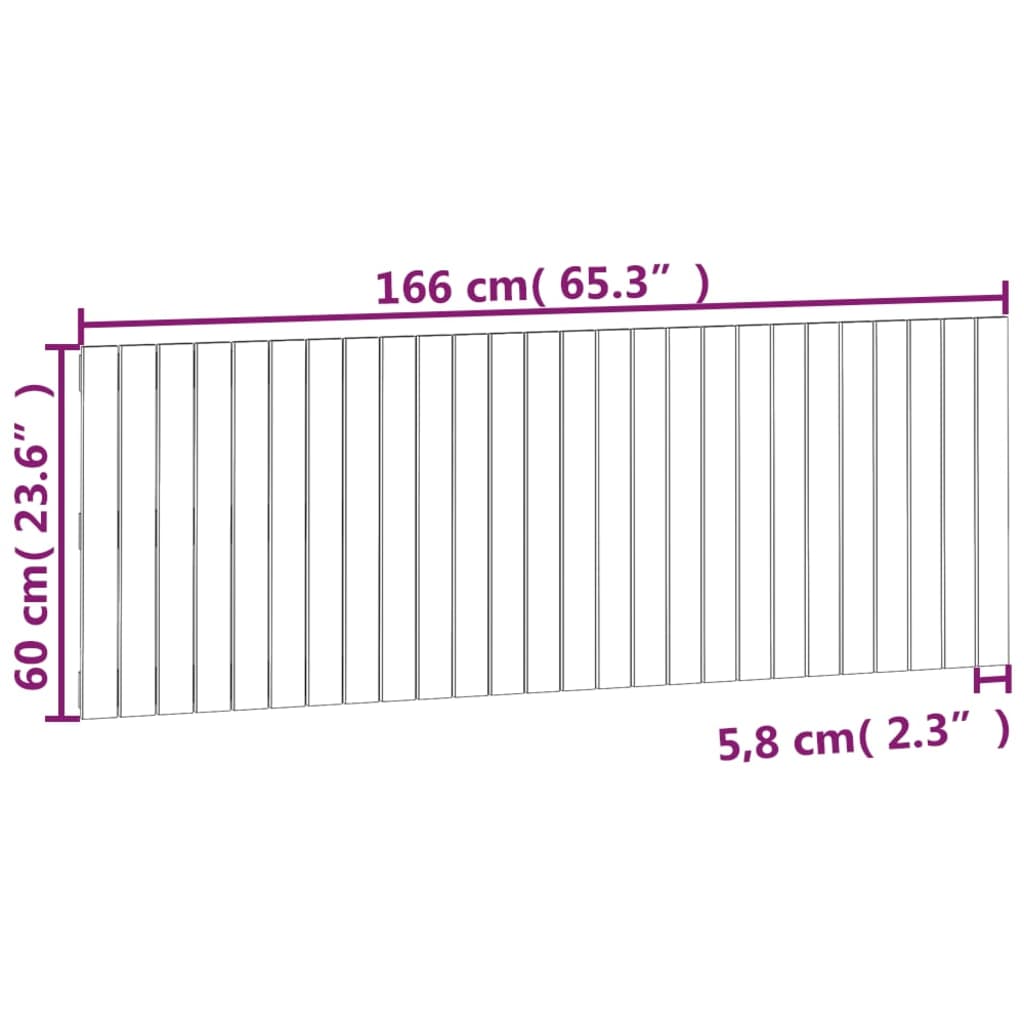 vidaXL Zidno uzglavlje boja meda 166x3x60 cm masivna borovina