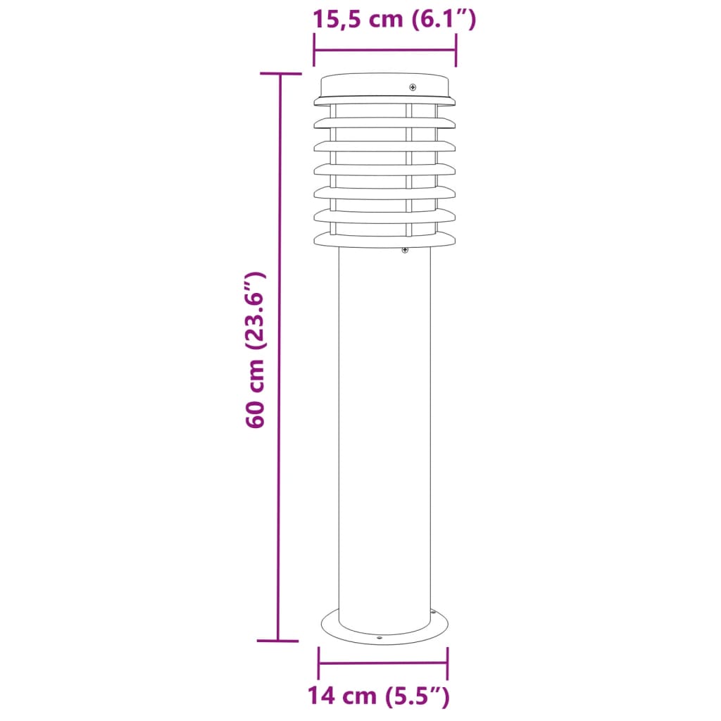 vidaXL Vanjska podna svjetiljka crna 60 cm od nehrđajućeg čelika