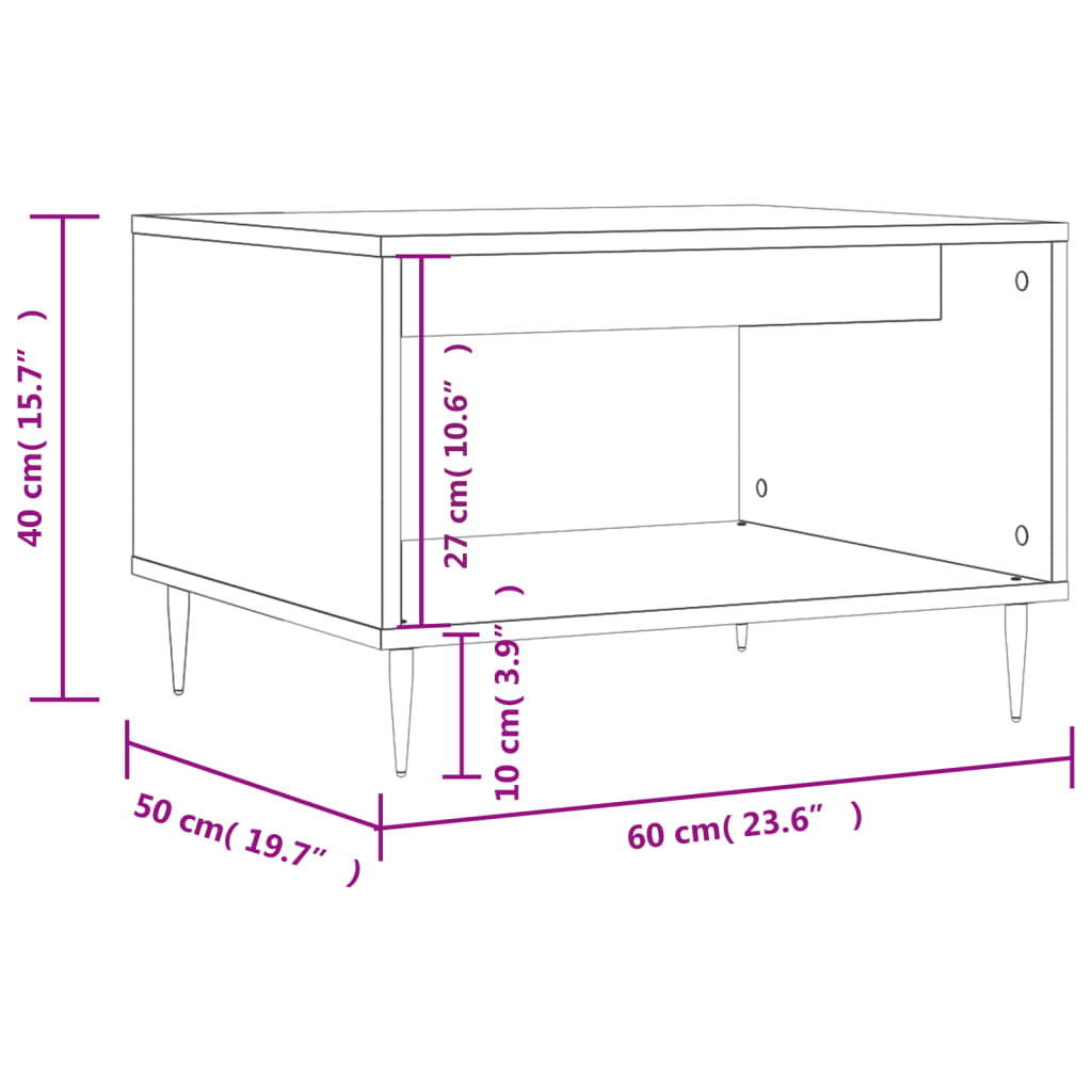 vidaXL Stolić za kavu sjajni bijeli 60 x 50 x 40 cm konstruirano drvo