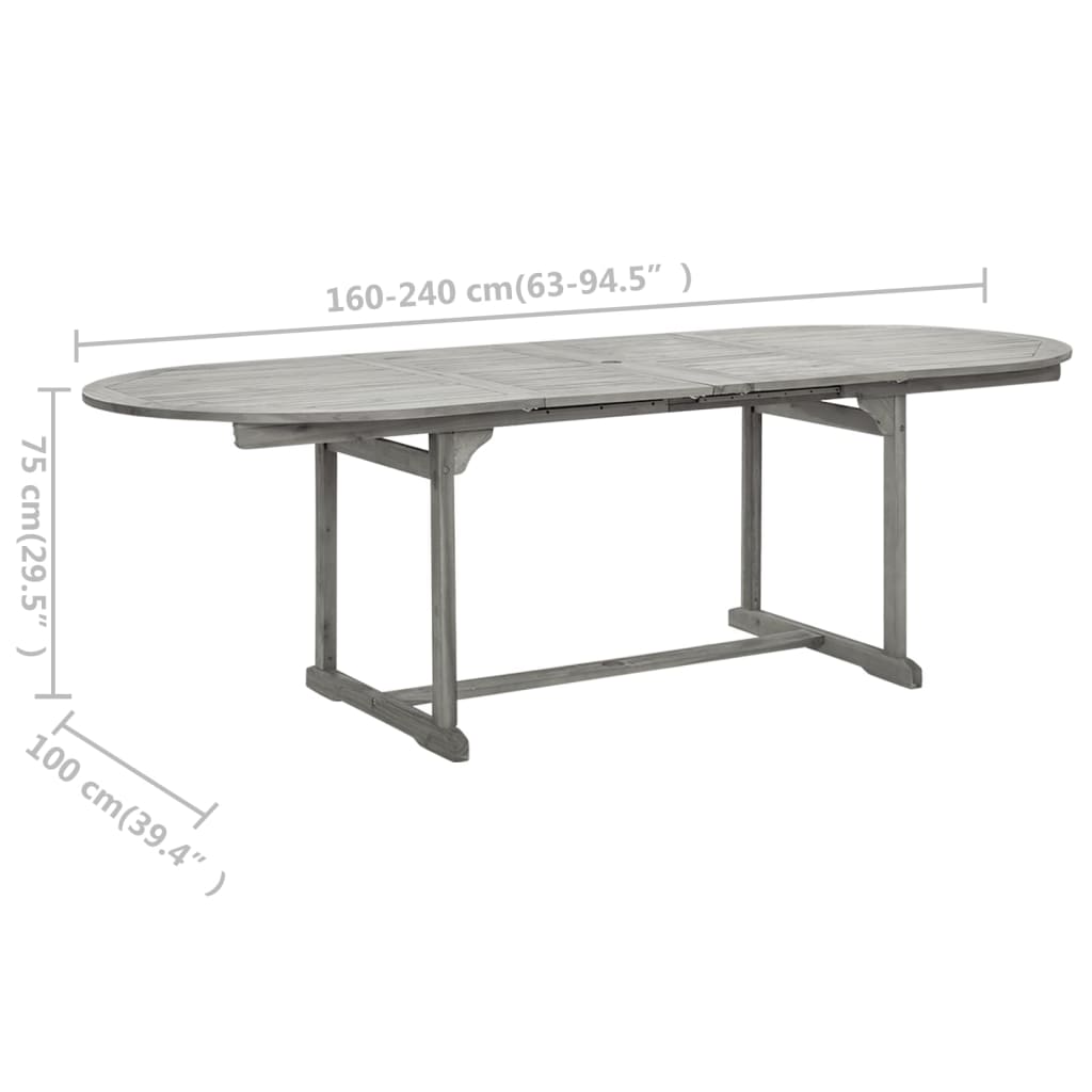 vidaXL Vrtni blagovaonski stol (160 - 240)x100x75 cm od drva bagrema