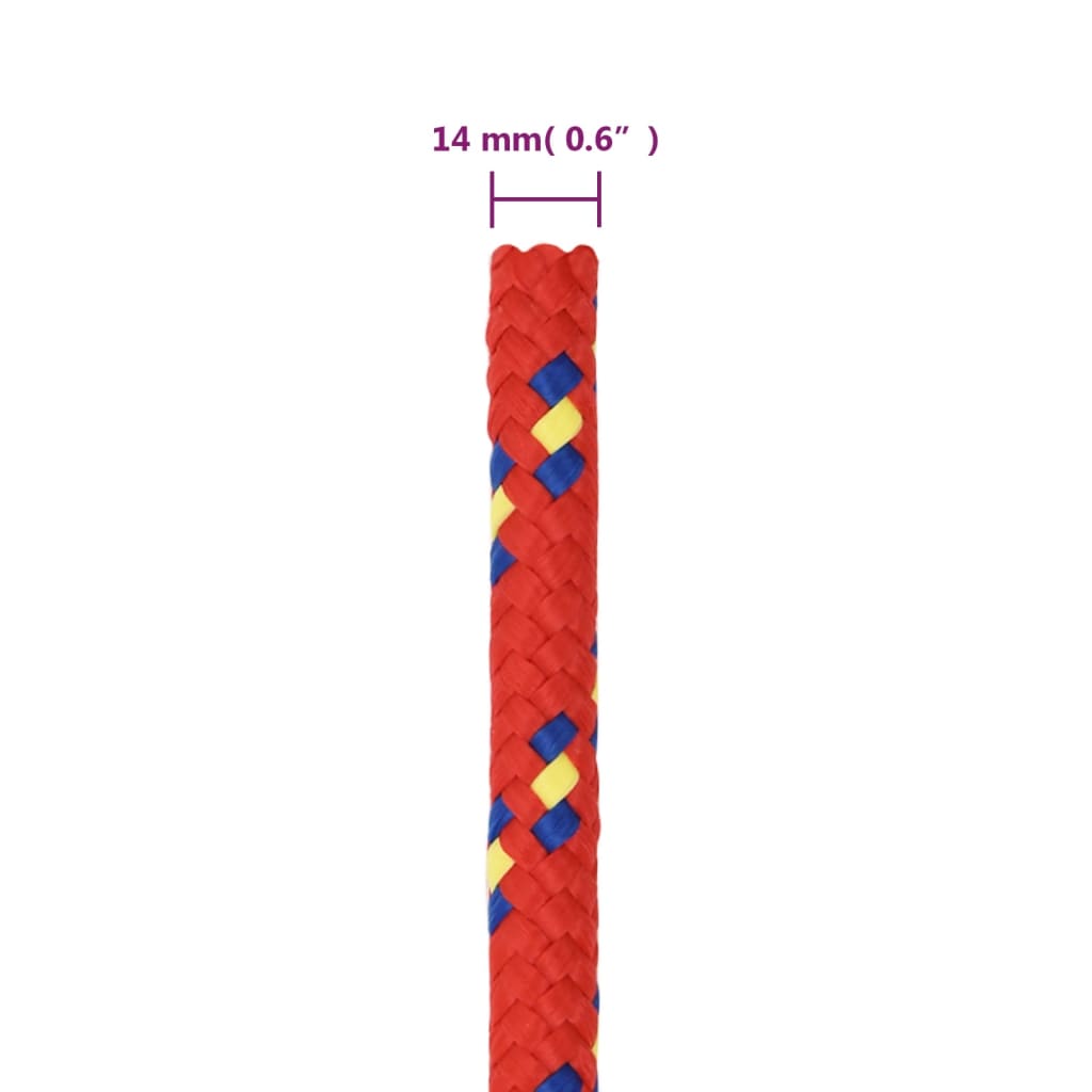 vidaXL Brodski konop crveni 14 mm 100 m od polipropilena