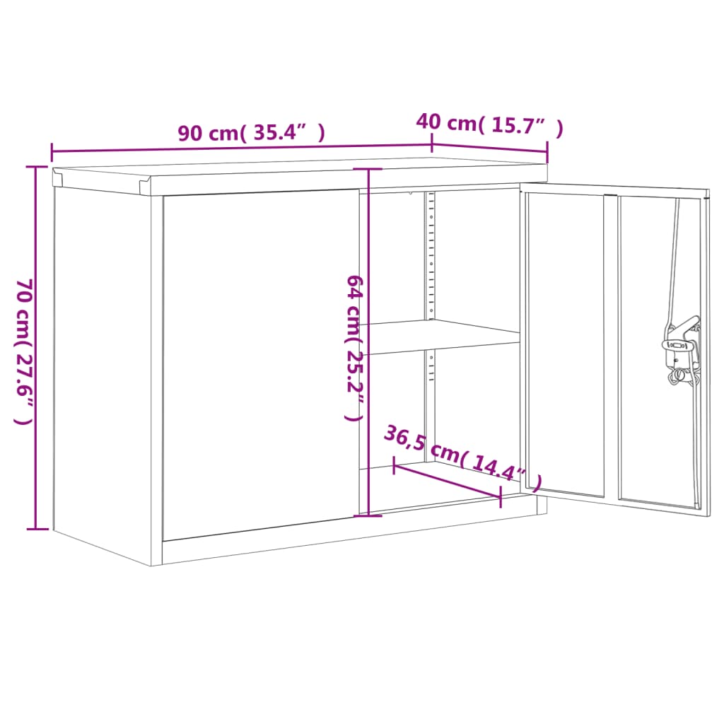 vidaXL Ormarić za spise crni 90 x 40 x 70 cm čelični