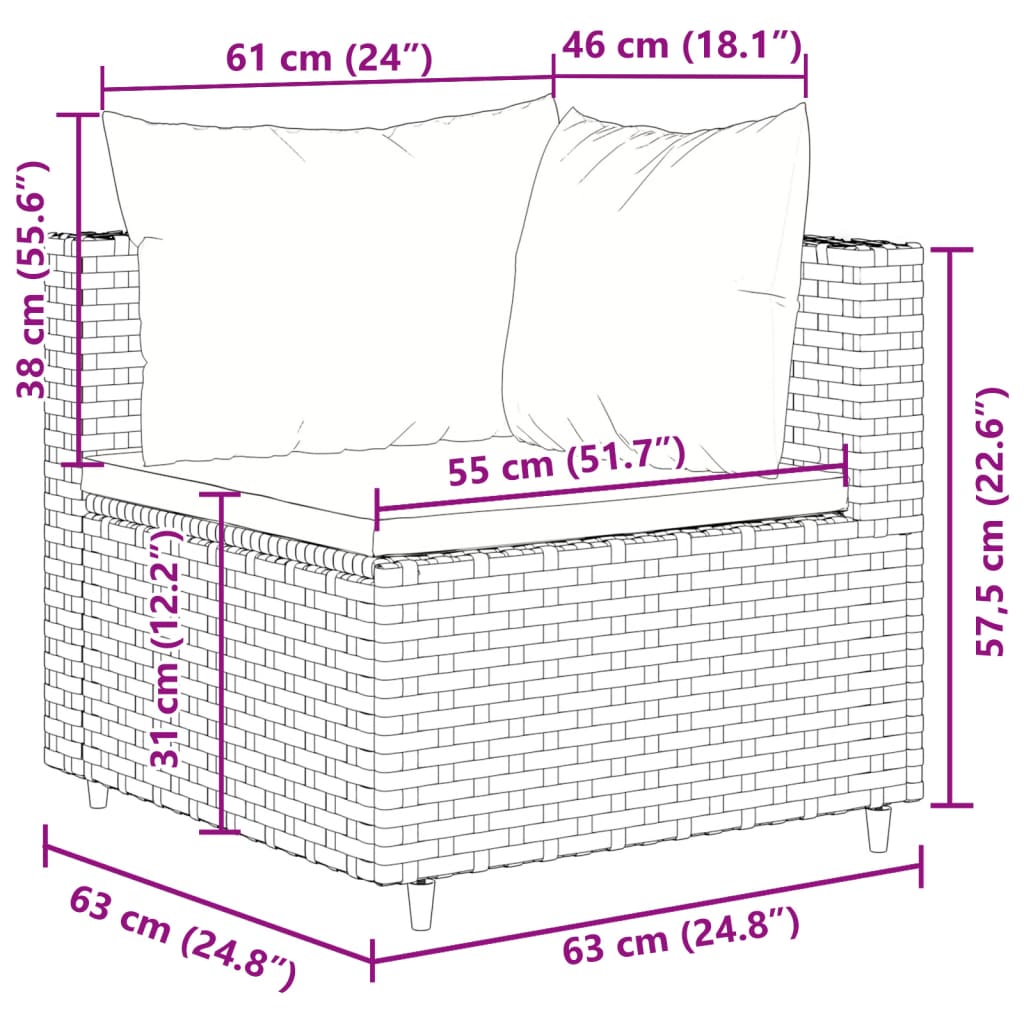 vidaXL 10-dijelni set vrtnih sofa od poliratana s jastucima sivi