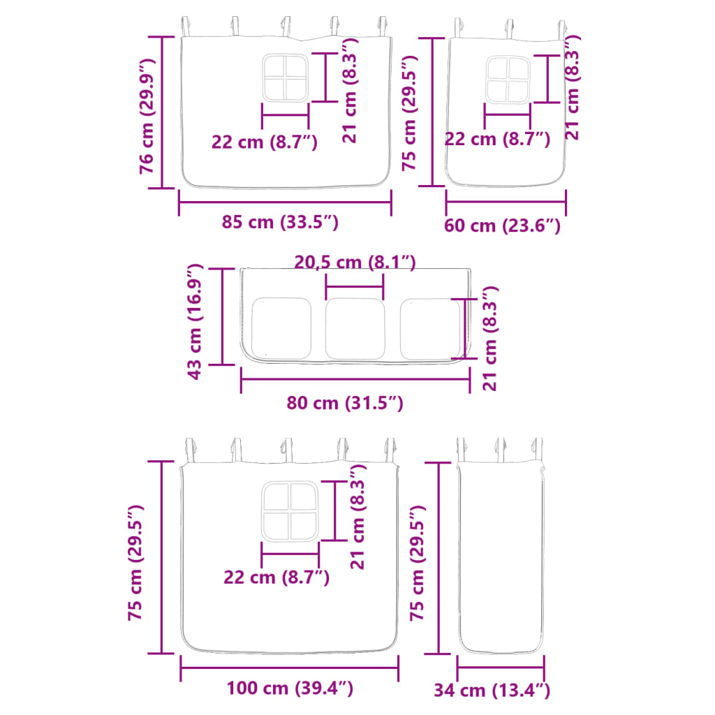 vidaXL Dječji krevet na kat i zavjese plavi 80 x 200 cm borovina