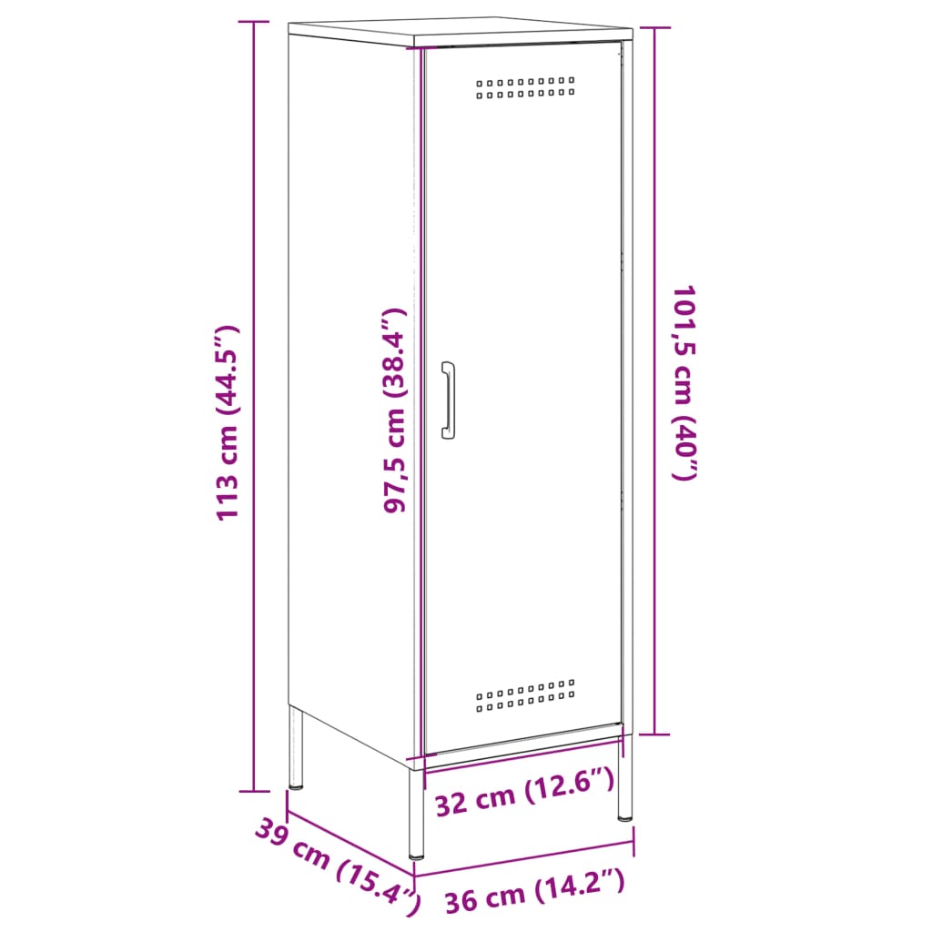 vidaXL Visoka komoda boje senfa 36 x 39 x 113 cm čelična