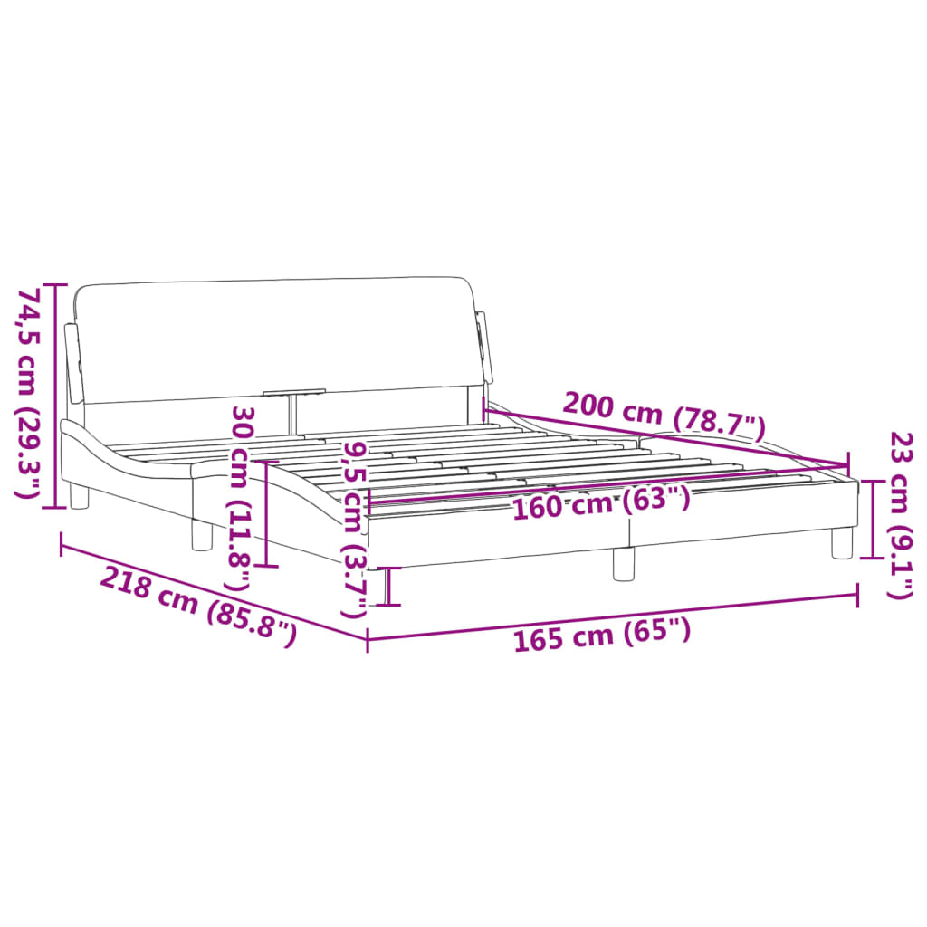 vidaXL Okvir kreveta s uzglavljem crno-bijeli 160x200 cm umjetna koža